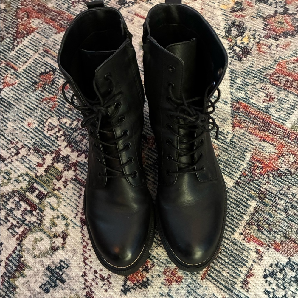 Sam Edelman Black Leather Combat Boots